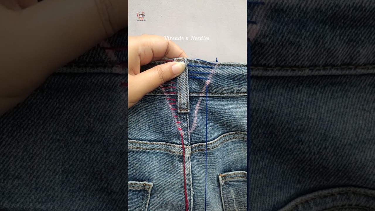 How to downsize jeans waist | Sewing tips & tricks #30 #threadsnneedles #shorts #sewinghacks #sewing