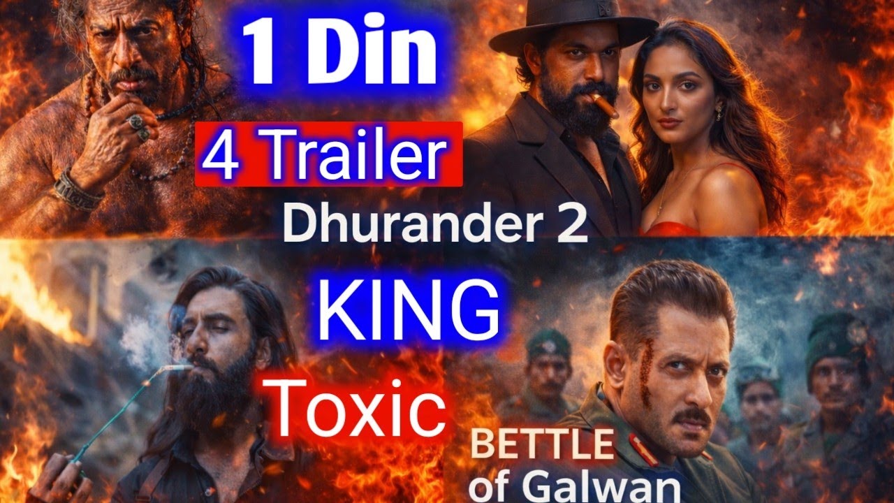 1 दिन में 4 धमाकेदार ट्रेलर | King 🔥 Toxic 🔥 Dhurandhar 2 🔥 Battle of Galwan