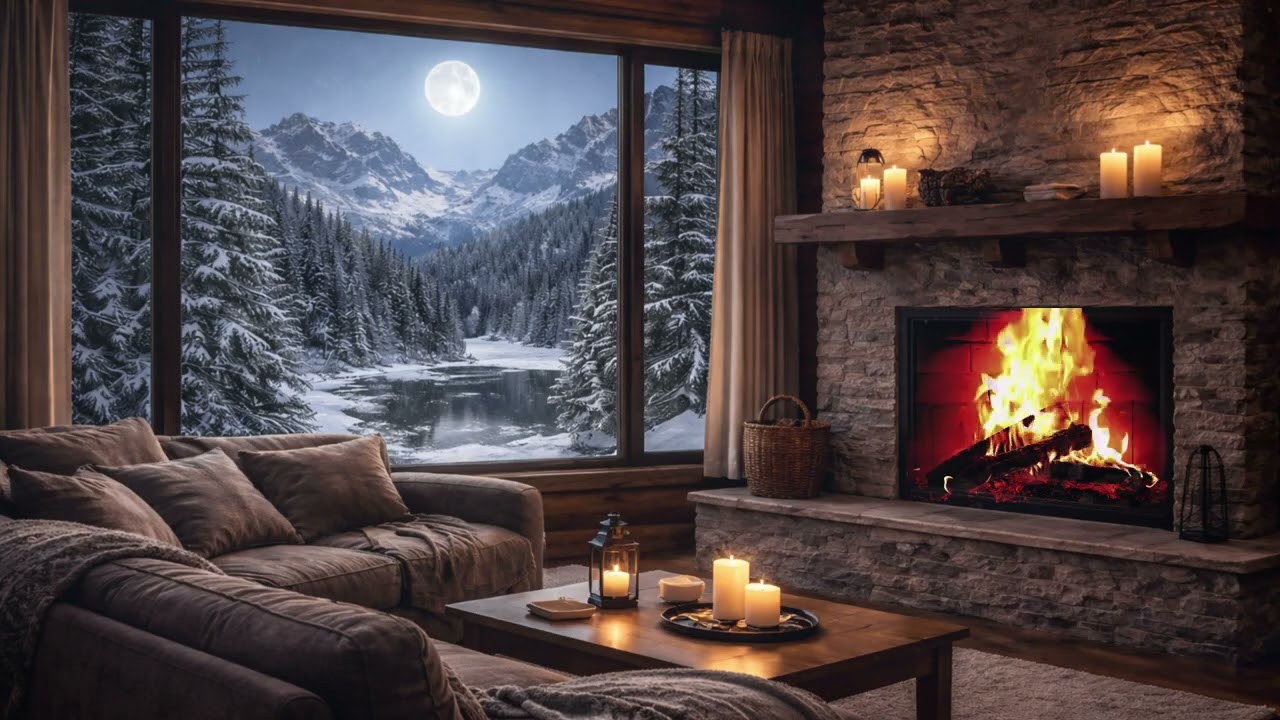 🌙 Silent Night in the Rocky Mountains | Moonlight Cabin Ambience ❄️ 2 Hours of Deep Relaxation