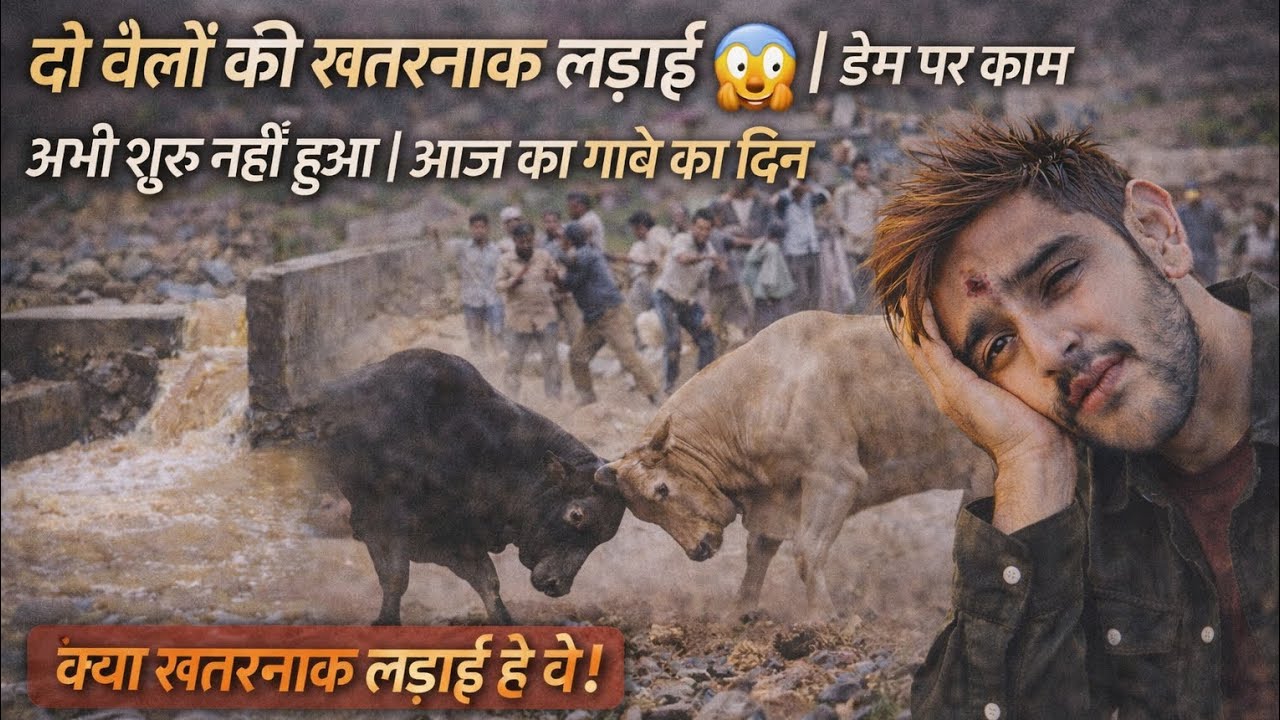 दो बैलों की खतरनाक लड़ाई 😱 | डेम पर काम अभी शुरू नहीं हुआ | आज का गांव का दिन #kishanbadalwavlog 