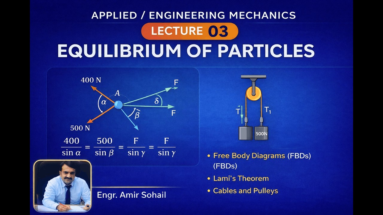 Lecture 03 I Equilibrium of Particles I Engineering/Applied Mechanics I Lami's Theorem I FBDS
