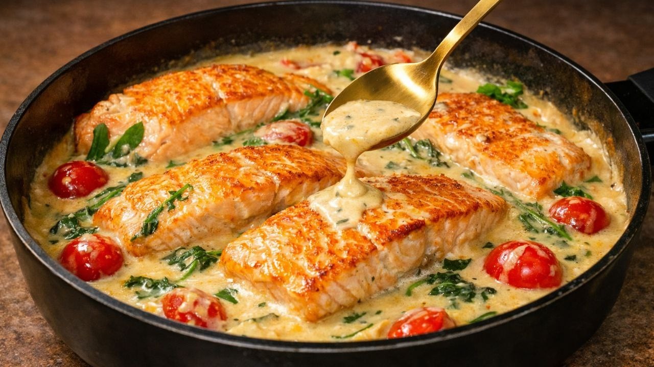 The most delicious creamy salmon! Try this salmon recipe, you'll love it!