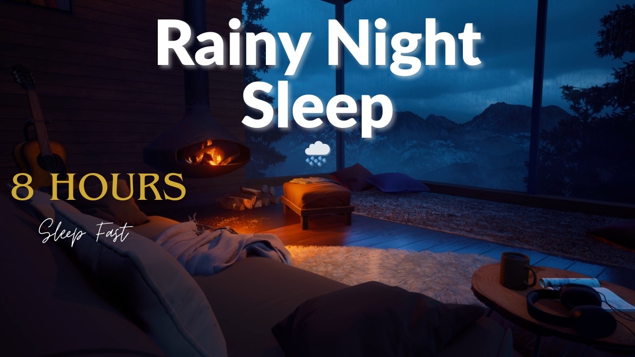You're Sleeping in a Cozy Room While Heavy Rain Falls Outside 🌧️ | 8 Hour Sleep Ambience.
