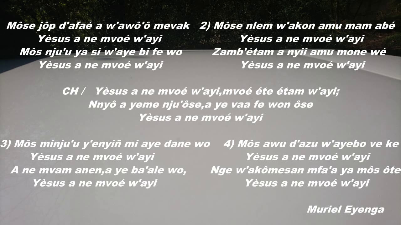BIA YA KAÑE ZAMBE  Jia 222   Môse jôp d'afaé  ( Muriel )