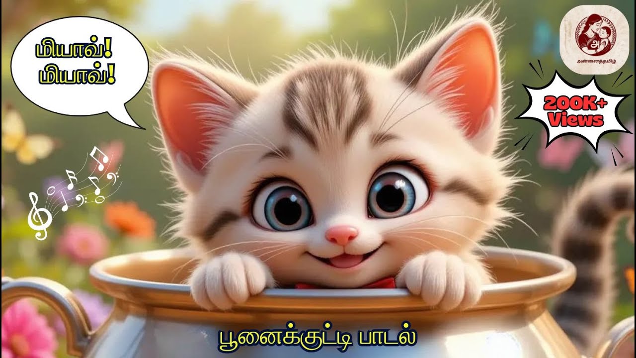 மியாவ்! மியாவ்! 🐱 பூனைக்குட்டி பாடல்  Cute Tamil Nursery Rhymes Song for Kids #tamil