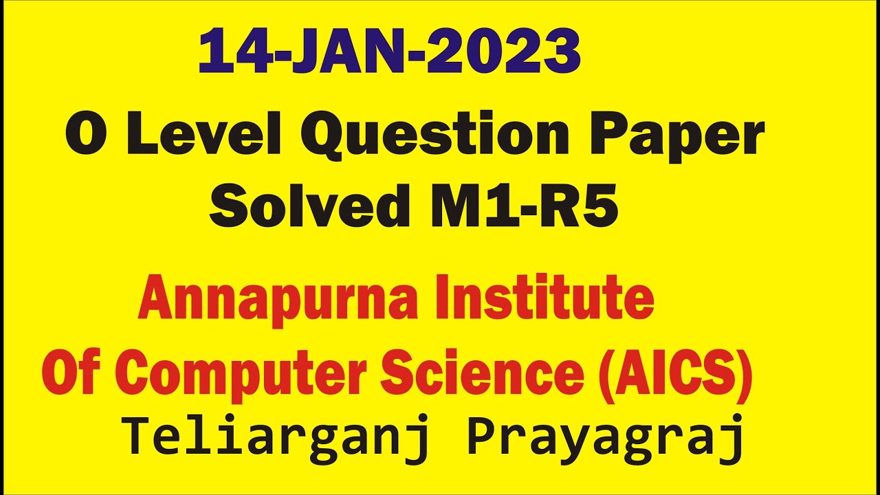 M1 O Level SOLVED PAPER 14-JAN-2023