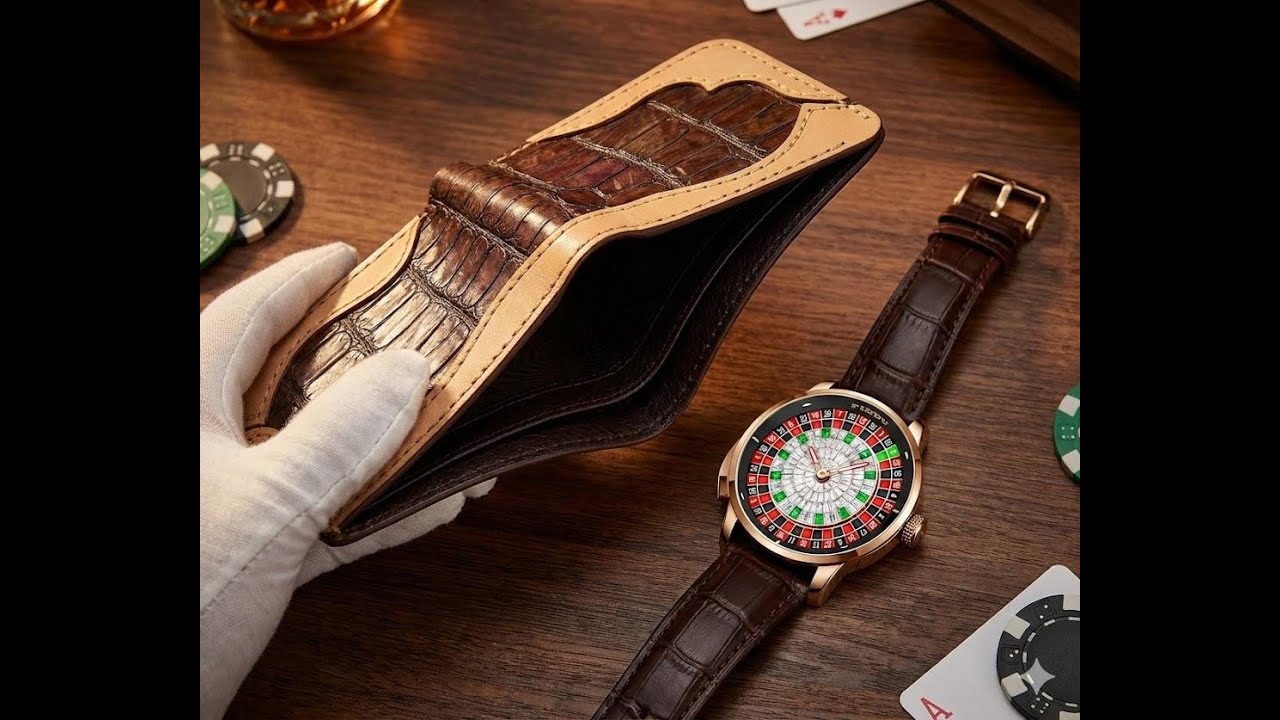 leather wallet and automatic watches