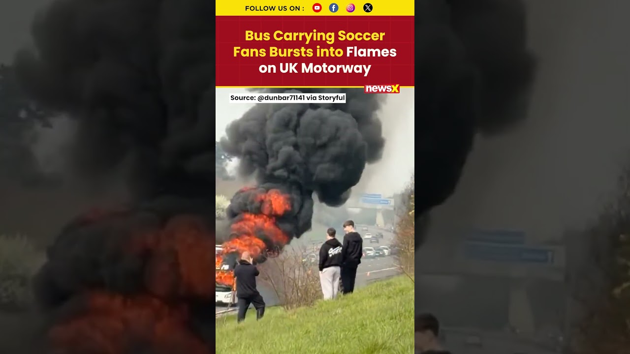 Double Decker Coach Catches Fire On M6, All Football Fans Evacuated Safely #viral #watch #fire