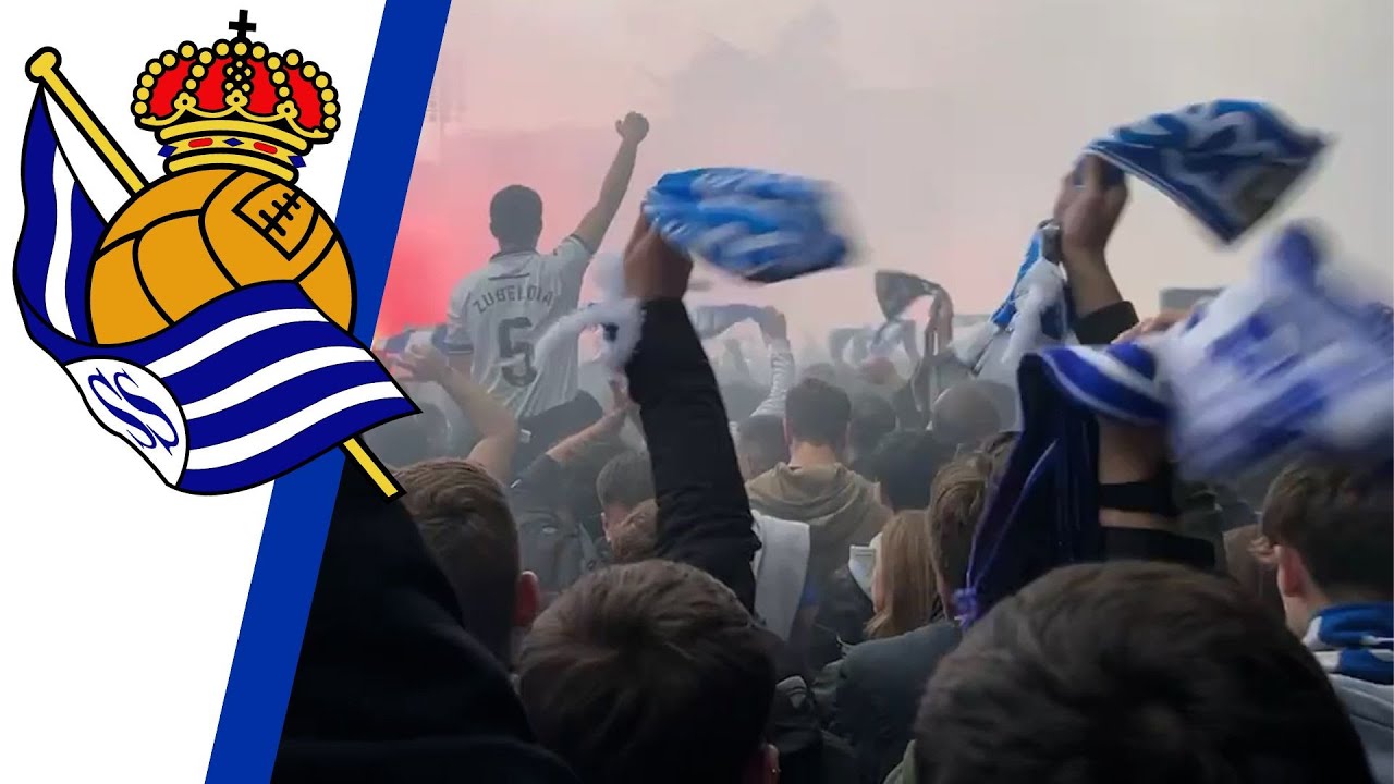 🔥 EL BRUTAL RECIBIMIENTO de la AFICIÓN de la REAL SOCIEDAD antes del DERBI contra el ATHLETIC CLUB💙🤍