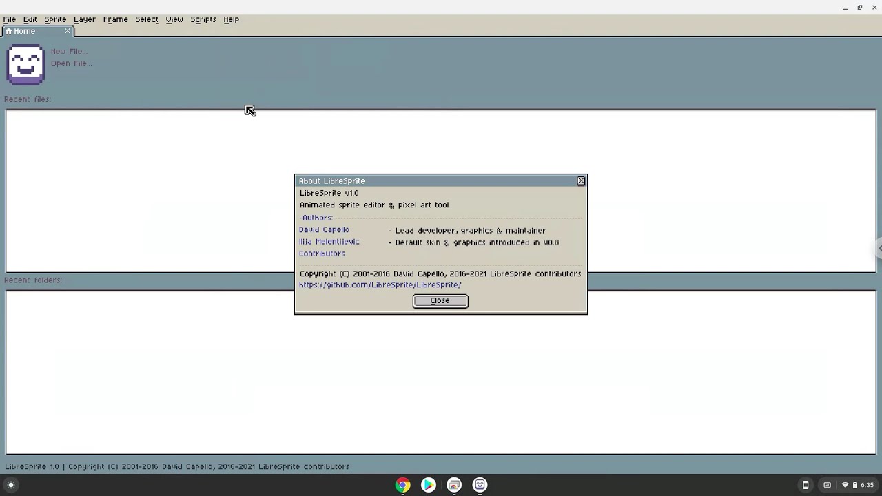 How to install LibreSprite on a Chromebook
