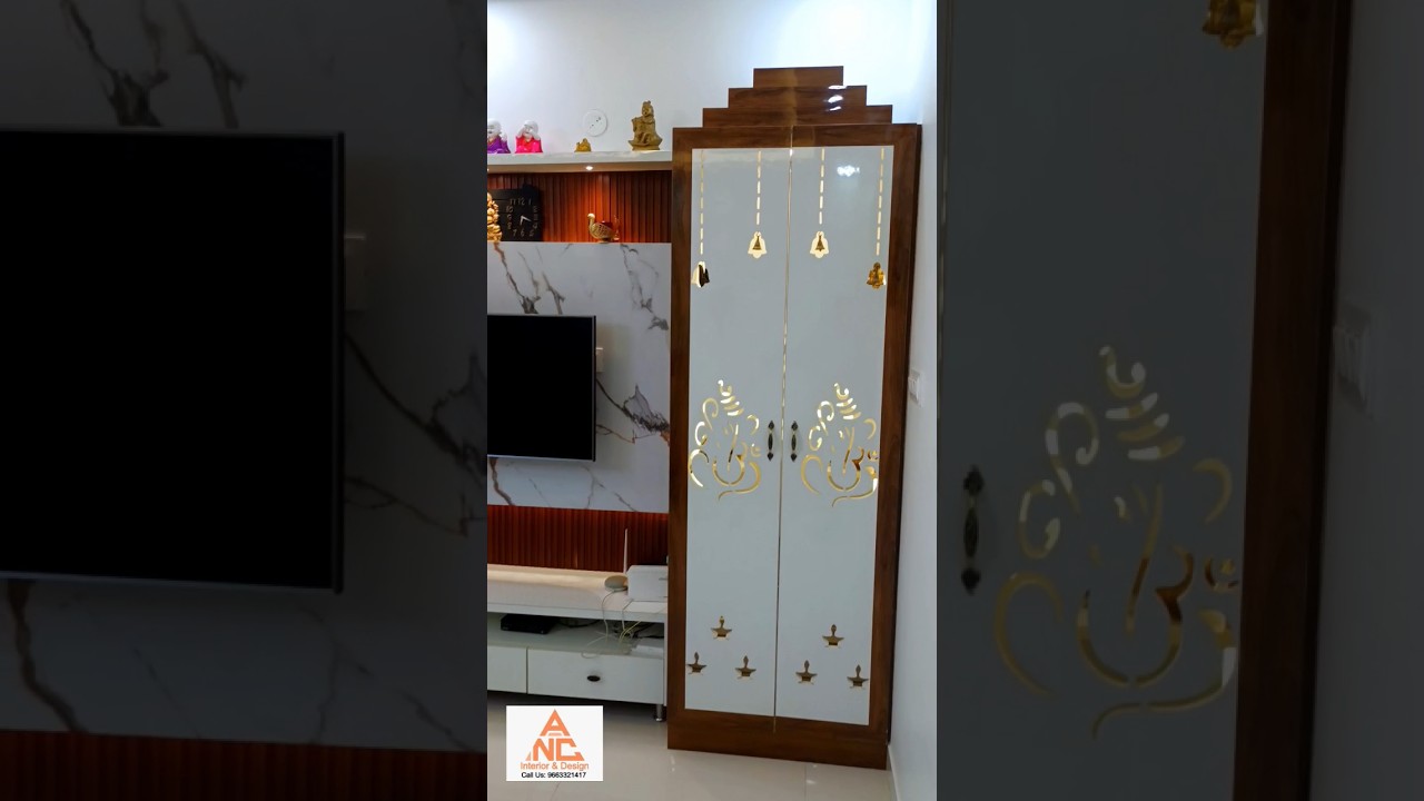 latest tv unit with Puja mandir design ideas by ANC Interior and design banglore #shortvideo