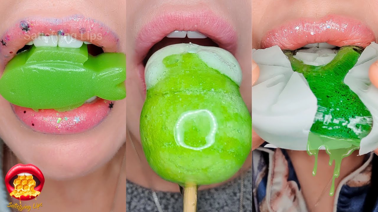 Satisfying ASMR Eating GREEN FOOD Compilation Mukbang 먹방