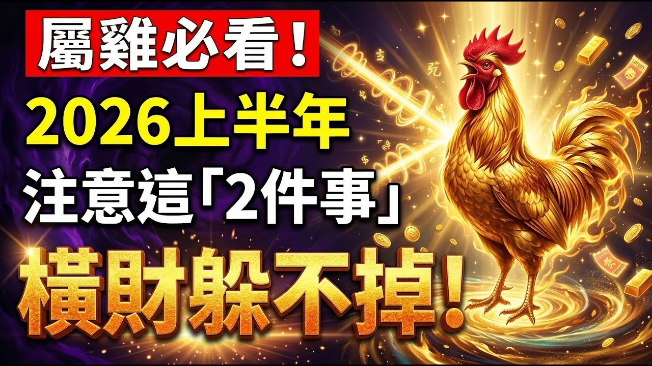 【生肖雞必看】2026年上半年，注意做好「2件事」，今年橫財躲不掉！#2026生肖雞運勢 #屬雞2026運勢 #財運 #橫財 #偏財運 #招財風水 #生肖雞財運 #轉運 #屬雞 #風水佈局 #上半年