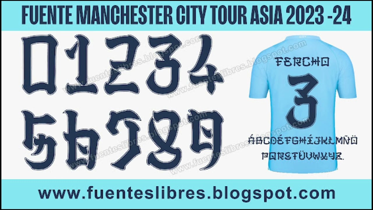 Tipografia Manchester City Tour Asia 2023 Font Manchester City Tour Asia 2023