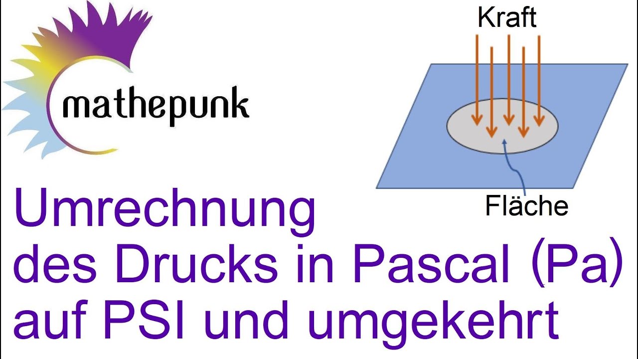 Umrechnung des Drucks in Pascal (Pa) auf  PSI  und umgekehrt