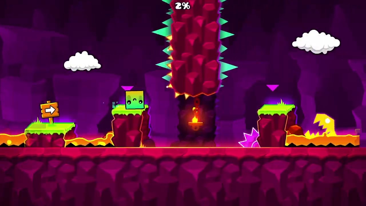 Playing Geometry dash