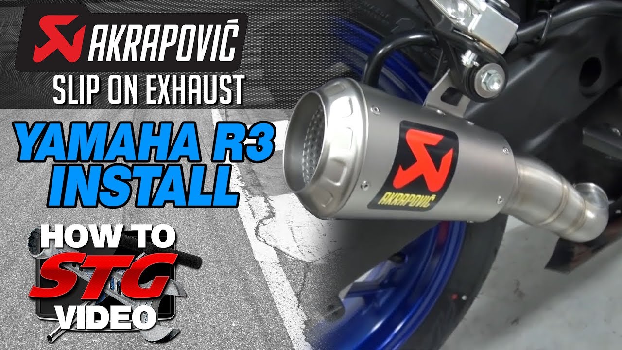 Установка выхлопной системы Akrapovic Slip-on на Yamaha R3 15-20 | SportbikeTrackGear.com