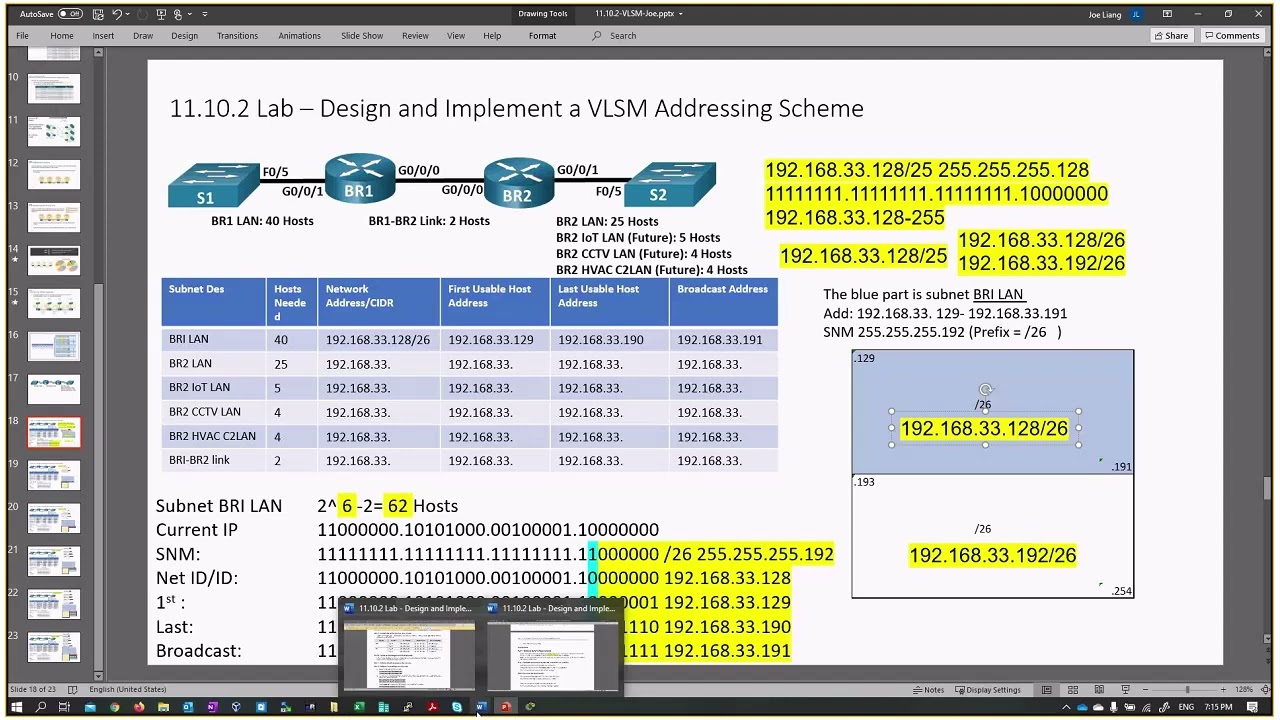 Networking Academy CCNA v7 -11.10.2 Lab - Design and Implement a VLSM Addressing Scheme