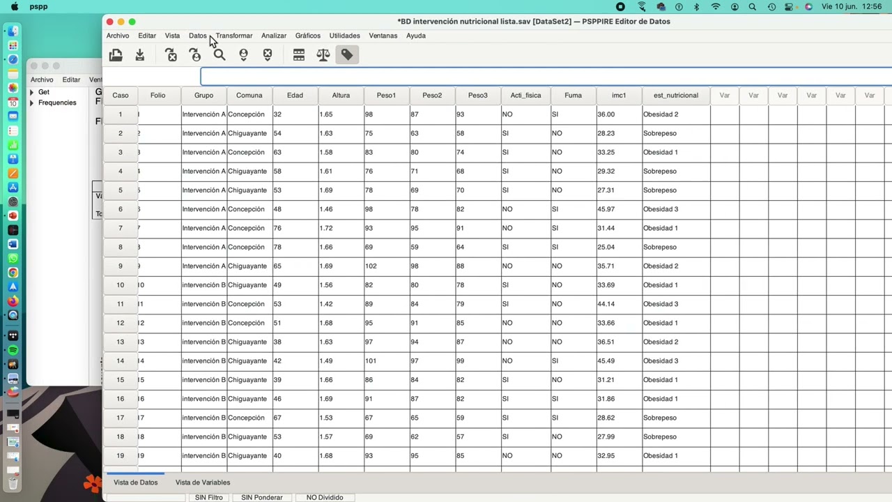 📊👩🏻‍💻Bioestadística con PSPP: Primeros análisis descriptivos