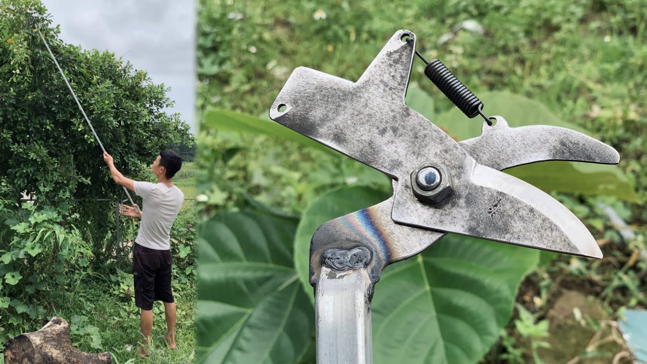 Cách Làm Kéo Cắt Tỉa Cành Cây Trên Cao Từ Lưỡi Cữa Cũ | How To Make Pruning Shears | Dẩu DIY