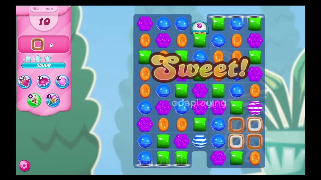 Candy Crush Saga - Level 366 - 3 Sugar Stars - No Boosters @dsplaying