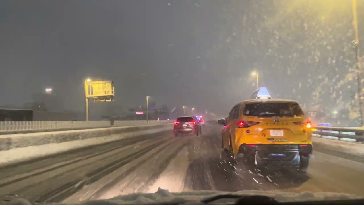Magical Night Snow HighwayDrive in New York City – Relaxing(Sleeping) 30minutes vlog