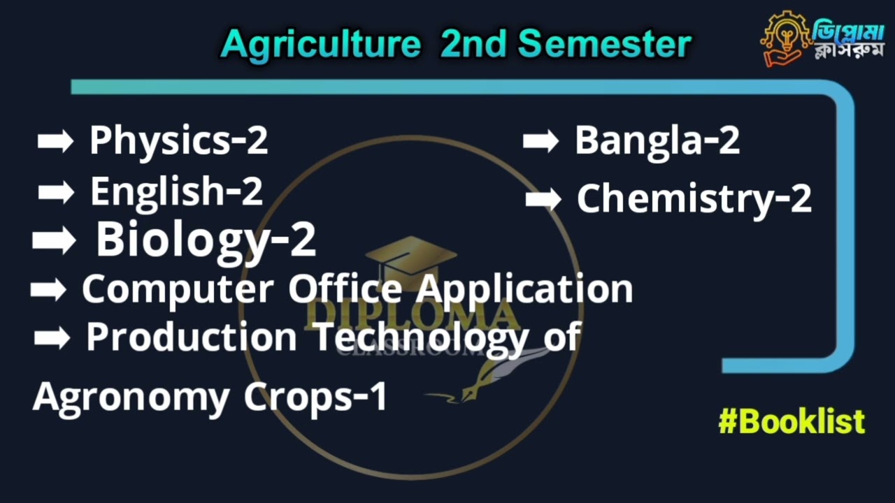 Diploma In Agriculture 2nd Semester Booklist || Polytechnic Booklist  