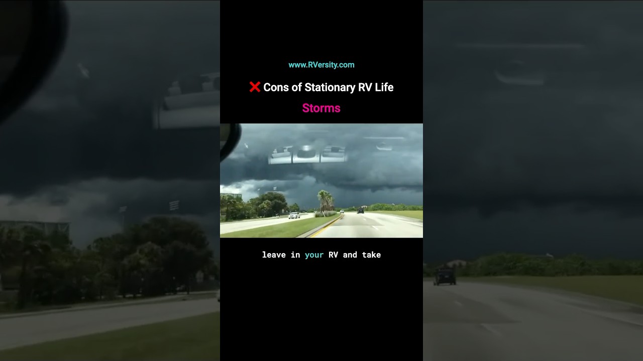 ❌ DOWNSIDES of Full Time STATIONARY RV LIVING In An RV Park = Storms ⛈️ #StationaryRV #SHORTS