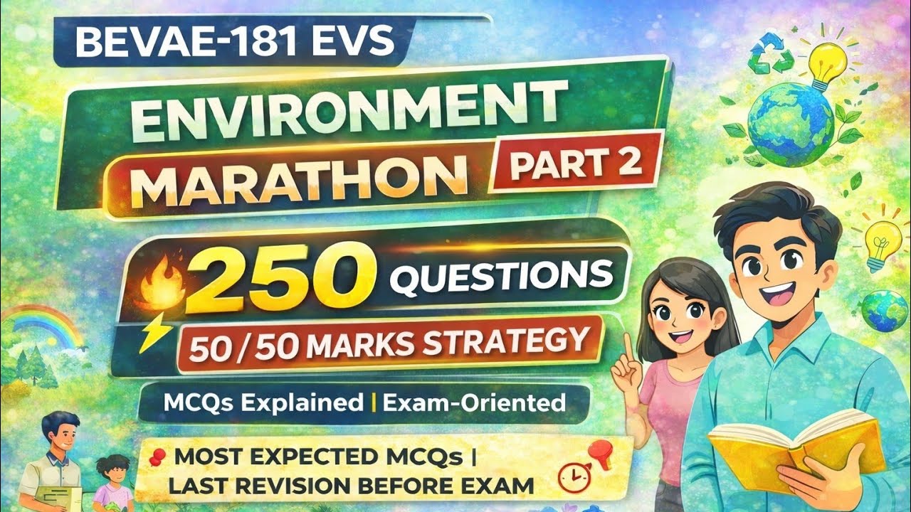 BEVAE-181 PYQ Marathon Part-2 🔥 | 250 MCQs | IGNOU Environmental Studies | June 2023–June 2025