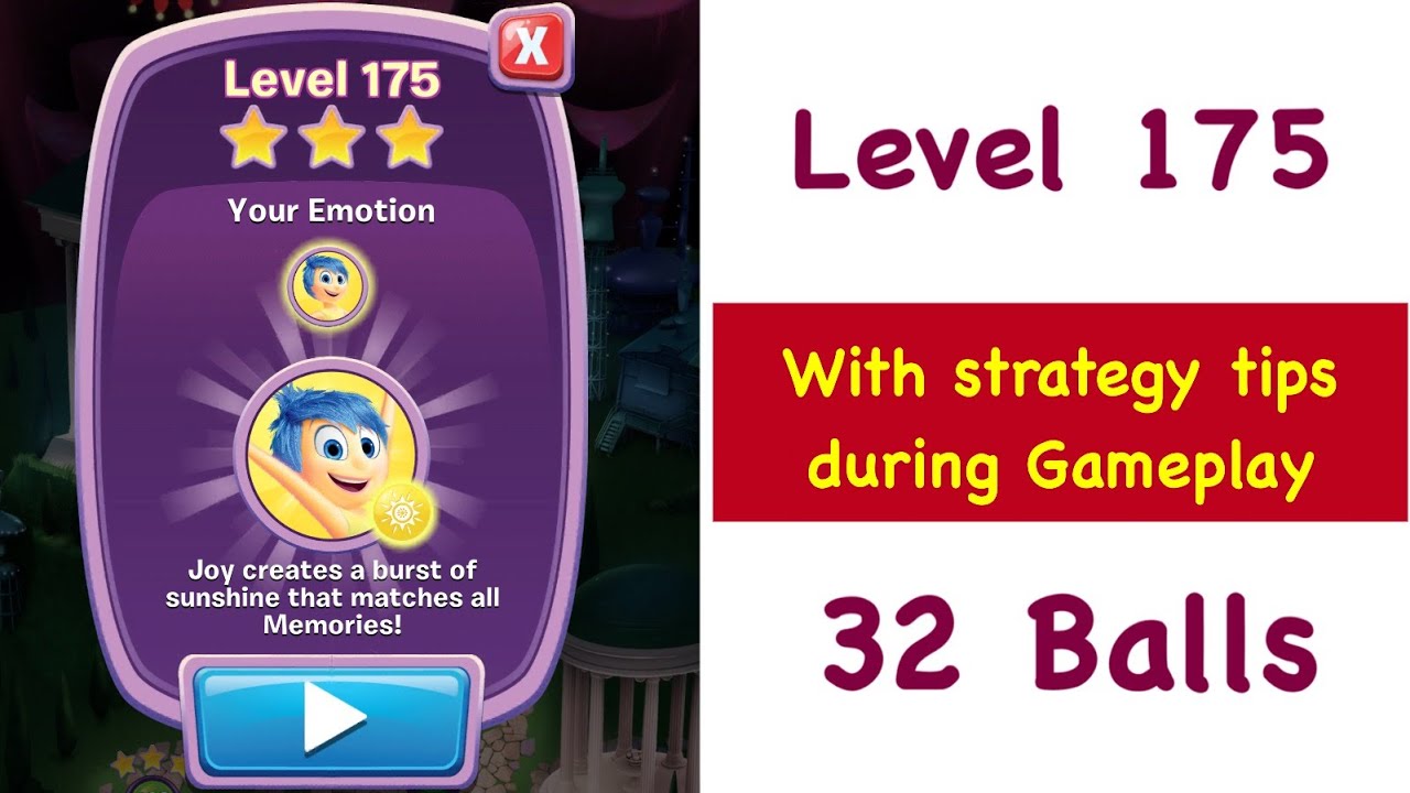 Inside Out Thought Bubbles Level 175 NEW Version 32 Balls with Joy Tips and Strategies Walkthrough