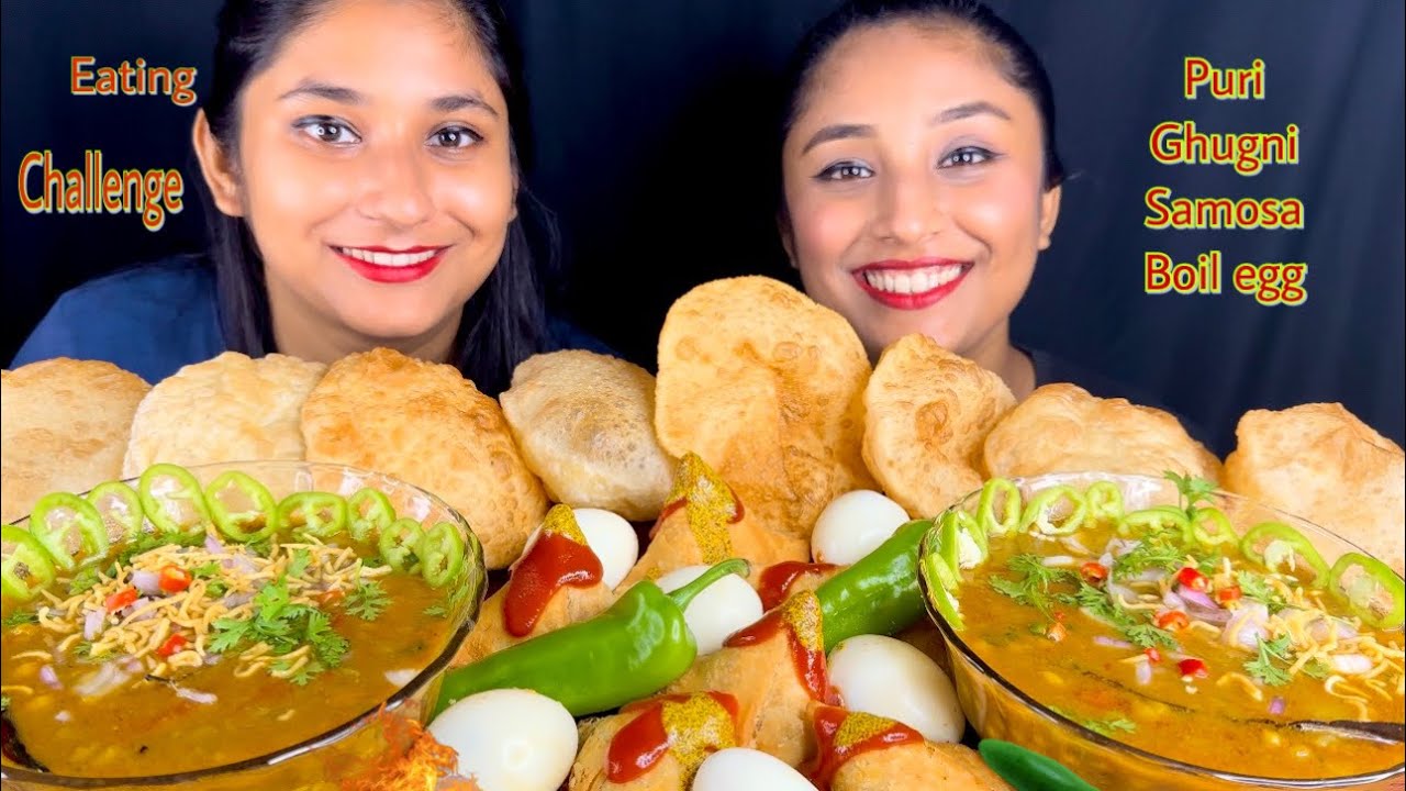 Поедание😋Челлендж: Пури/Лучи, Гугни, Самоса и Варёное Яйцо🥚|Пищевой челлендж|Забавное наказание|Ш...