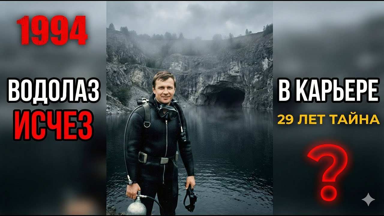 Водолаз пропал на затопленном карьере в 1994. Через 29 лет обнаружили подводную пещеру с..