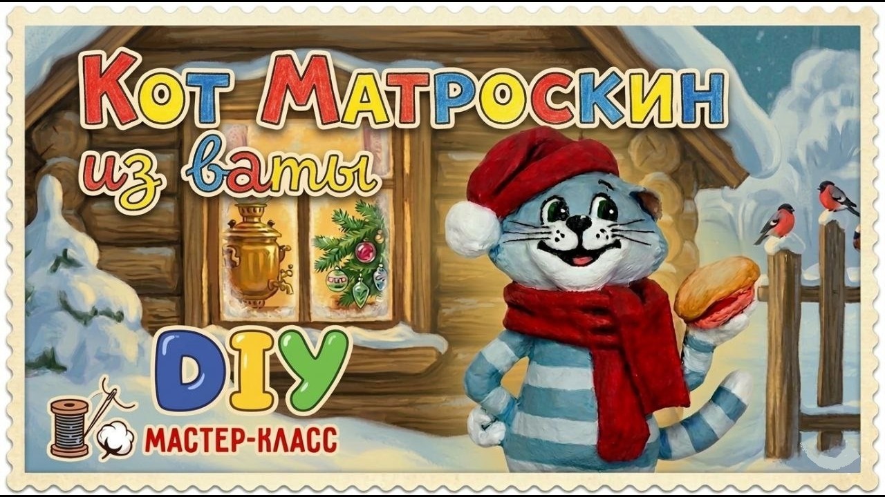 МК Кот Матроскин из ваты на ёлочку  / Ватная игрушка  / DIY  cotton wool toy / Cat
