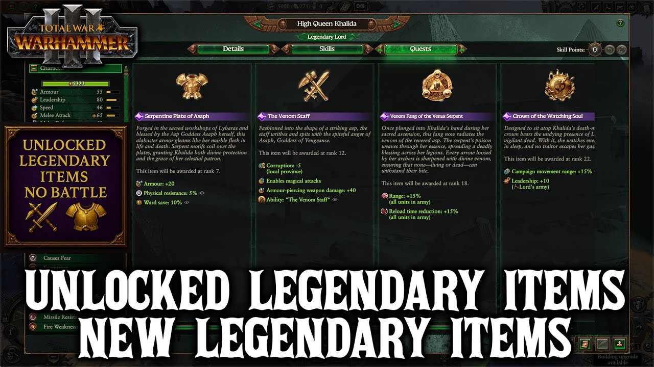 M&oacute;j Mod - Unlocked Legendary Items No Battle + New Legendary Items Total War: Warhammer III (2025)