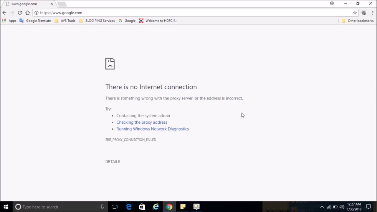 Error - Configured Proxy Server is not responding in Windows 10