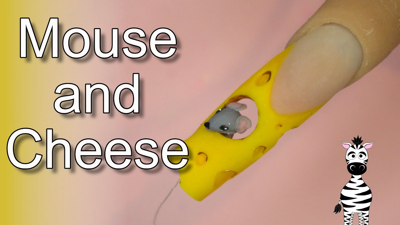 Adorable Mouse and Cheese Acrylic Nail Art Tutorial