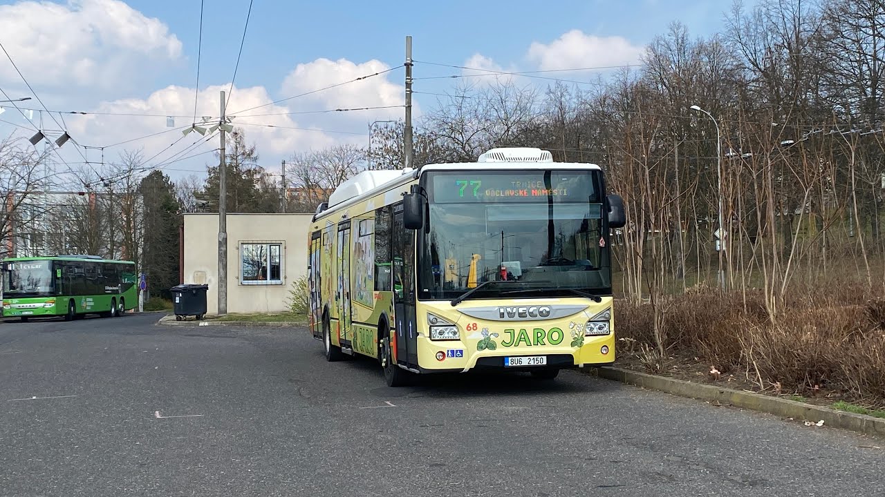 jízda s Iveco Urbanway 12m CNG #68 s velikonočním polepem na lince 77 (video je rozděleno, 1/2)
