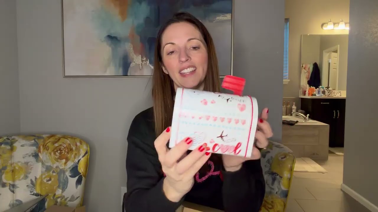 Mailbox valentines day box or gift with cards and stickers