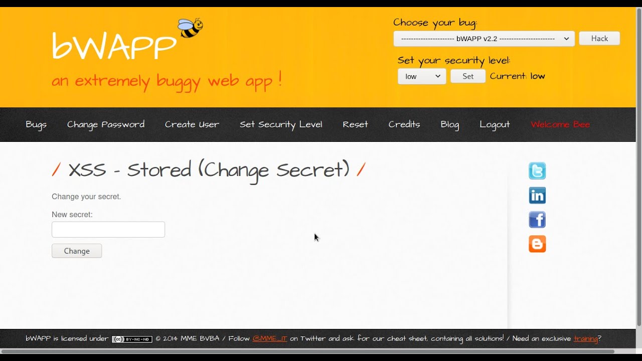XSS   Stored Change Secret