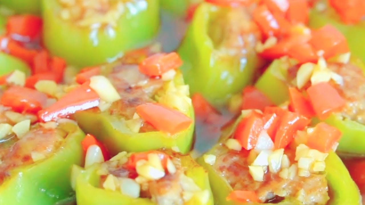 Green pepper with meat stuffing, unexpected taste so fragrant