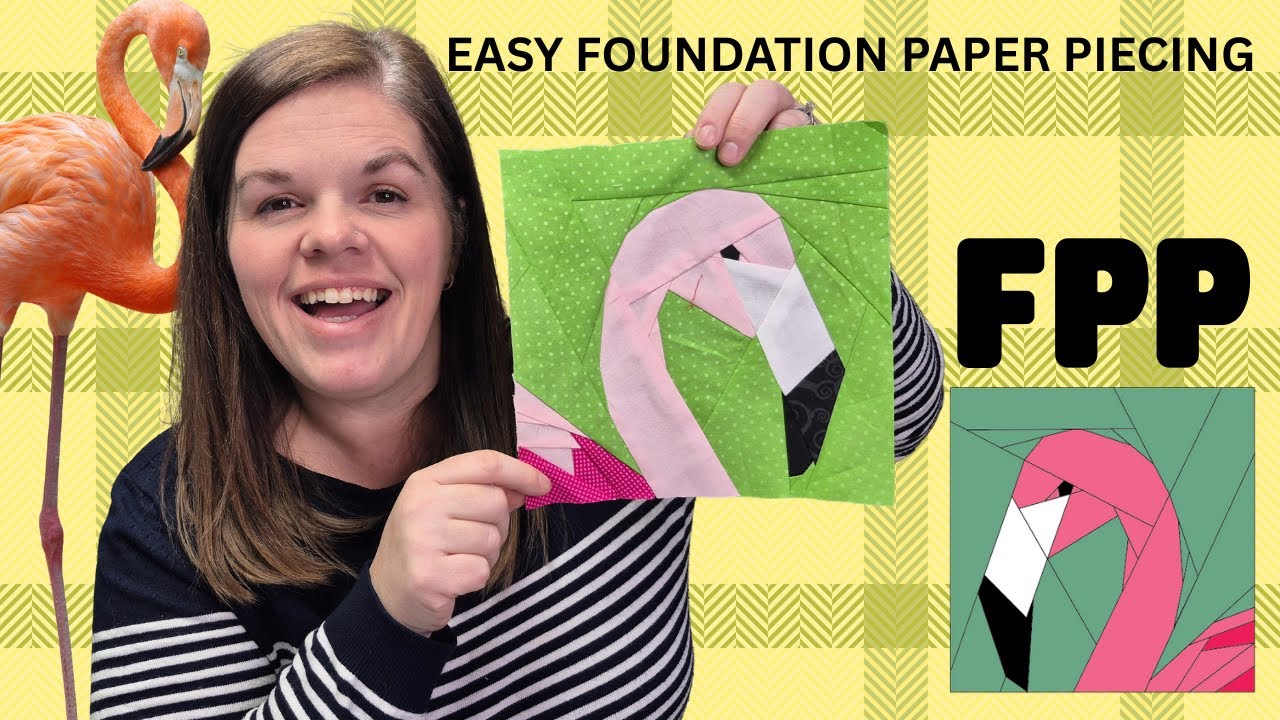 Sunny the Flamingo Foundation Paper Piecing Block! FPP