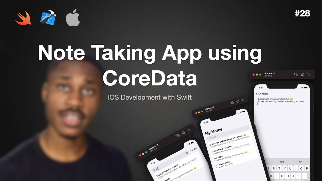 iOS Dev 28: Note Taking App with CoreData for Persistence | Swift 5, XCode 12