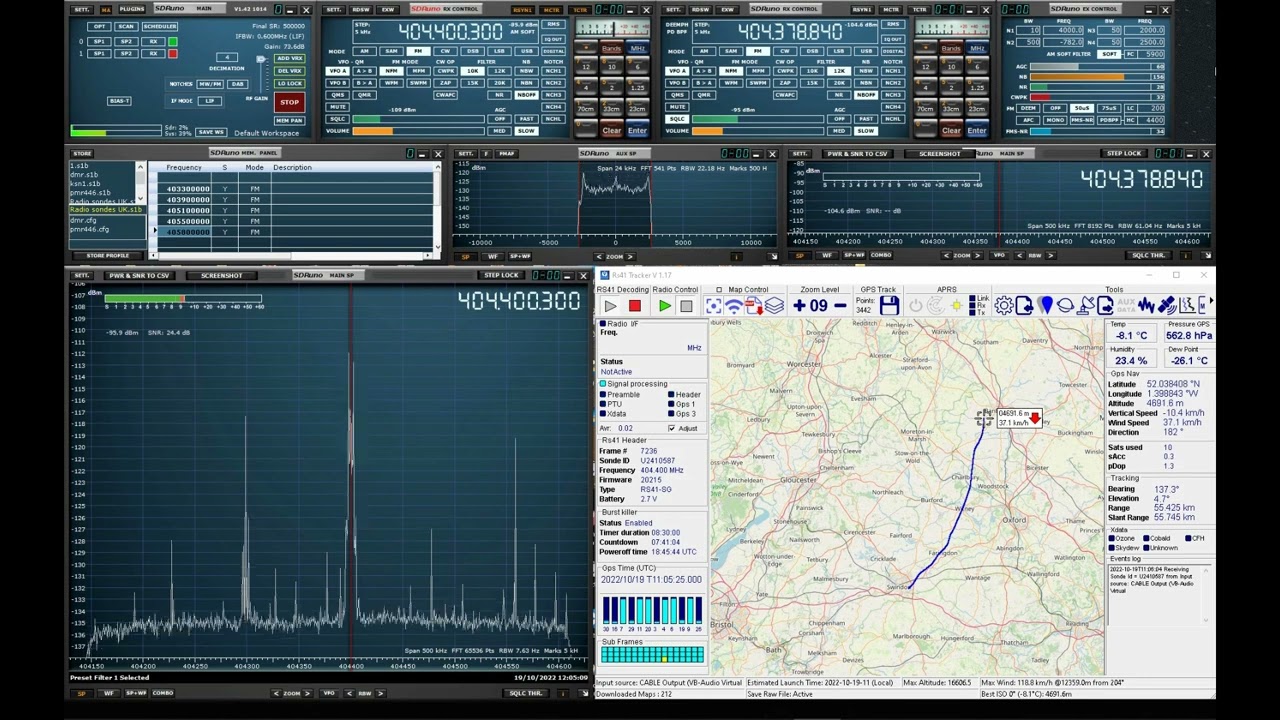 Tracking a Radiosonde (weather balloon) with an RSP1A SDR and Rs41 Tracker (Sped Up 5x)