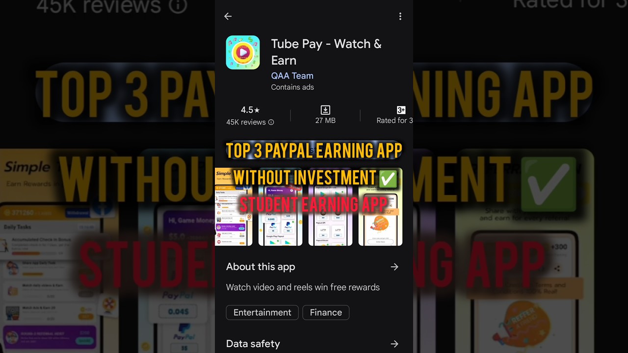 Top 3 paypal earning app||students best  income source 🤑✅|| #2024earningapps #paypalearningapp #earn