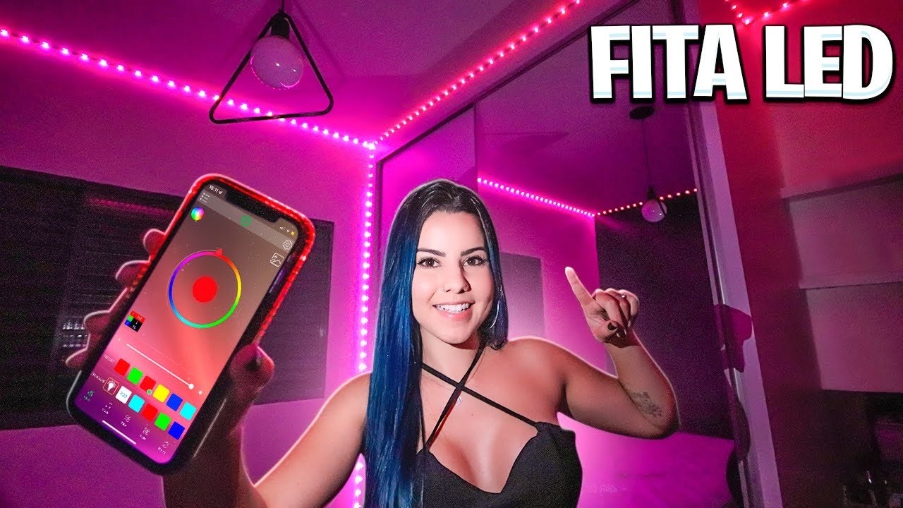 A NOVA DECORAÇÃO DO MEU QUARTO!! 😍 *Fita de LED da Shopee com controle Bluetooth*