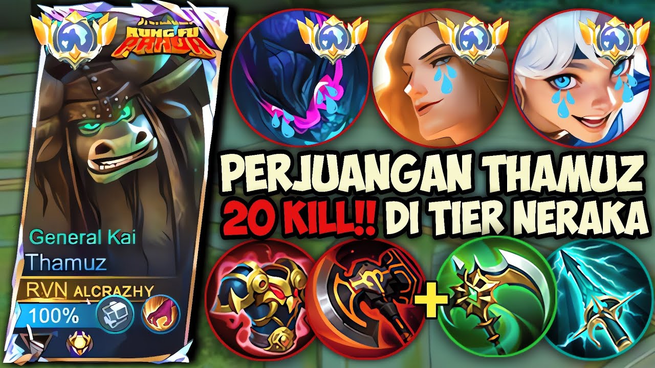 20KILL‼️CARA THAMUZ MAX STACK SKY PIERCER | GAMEPLAY TOP GLOBAL THAMUZ - MLBB