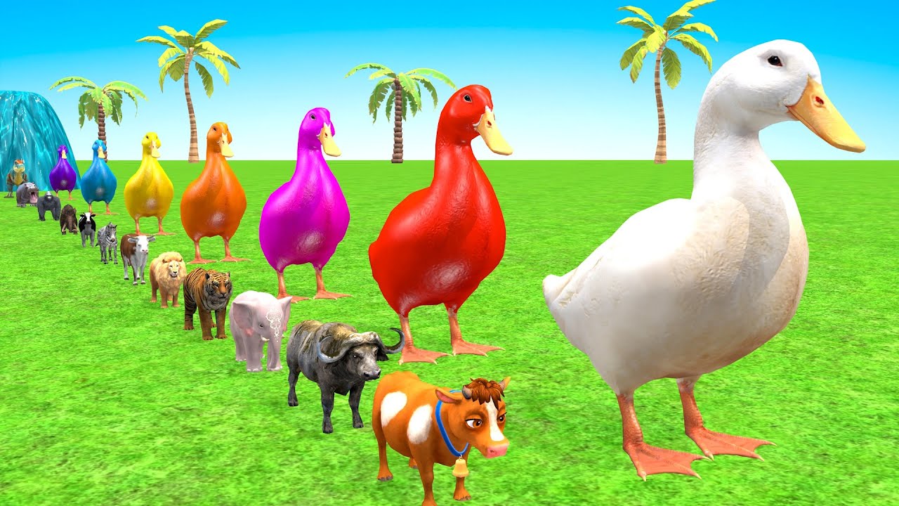 Best Long Slide Game With Cow Elephant Gorilla Hippopotamus Tiger 3d Animal Game Funny 3d Animals