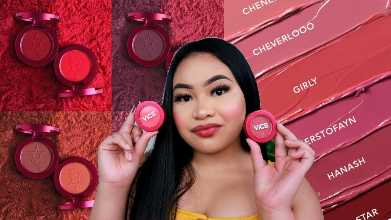 VICE COSMETICS REVIEW + SWATCHES ( Blush, Highlighter, Lip & Cheek Tint, Phenomenal Liquid Lipstick)