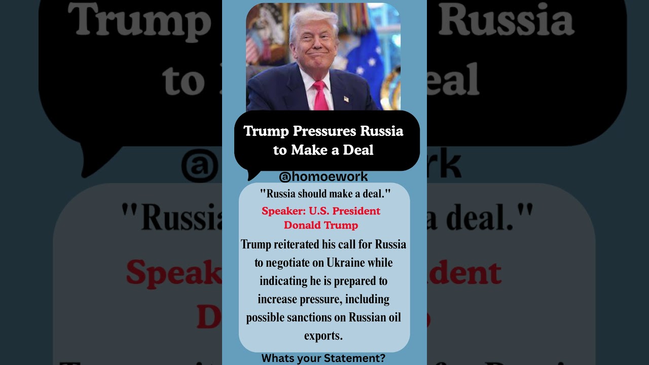 Trump Pressures Russia to Make a Deal #DonaldTrump #Russia #Ukraine #Putin #BreakingNews