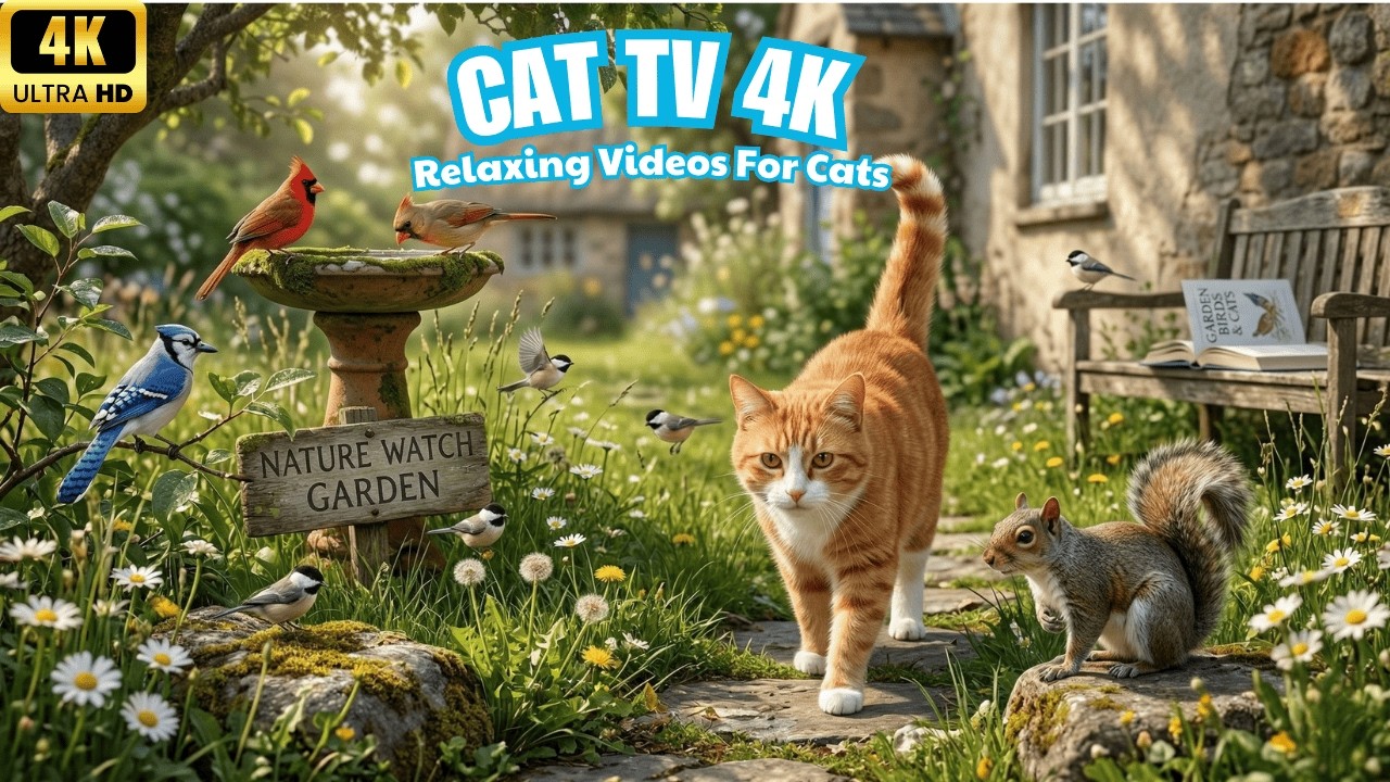 Bird Cat Garden 🐦 Beautiful Nature Birds for Happy Cat Watching | 4K UHD